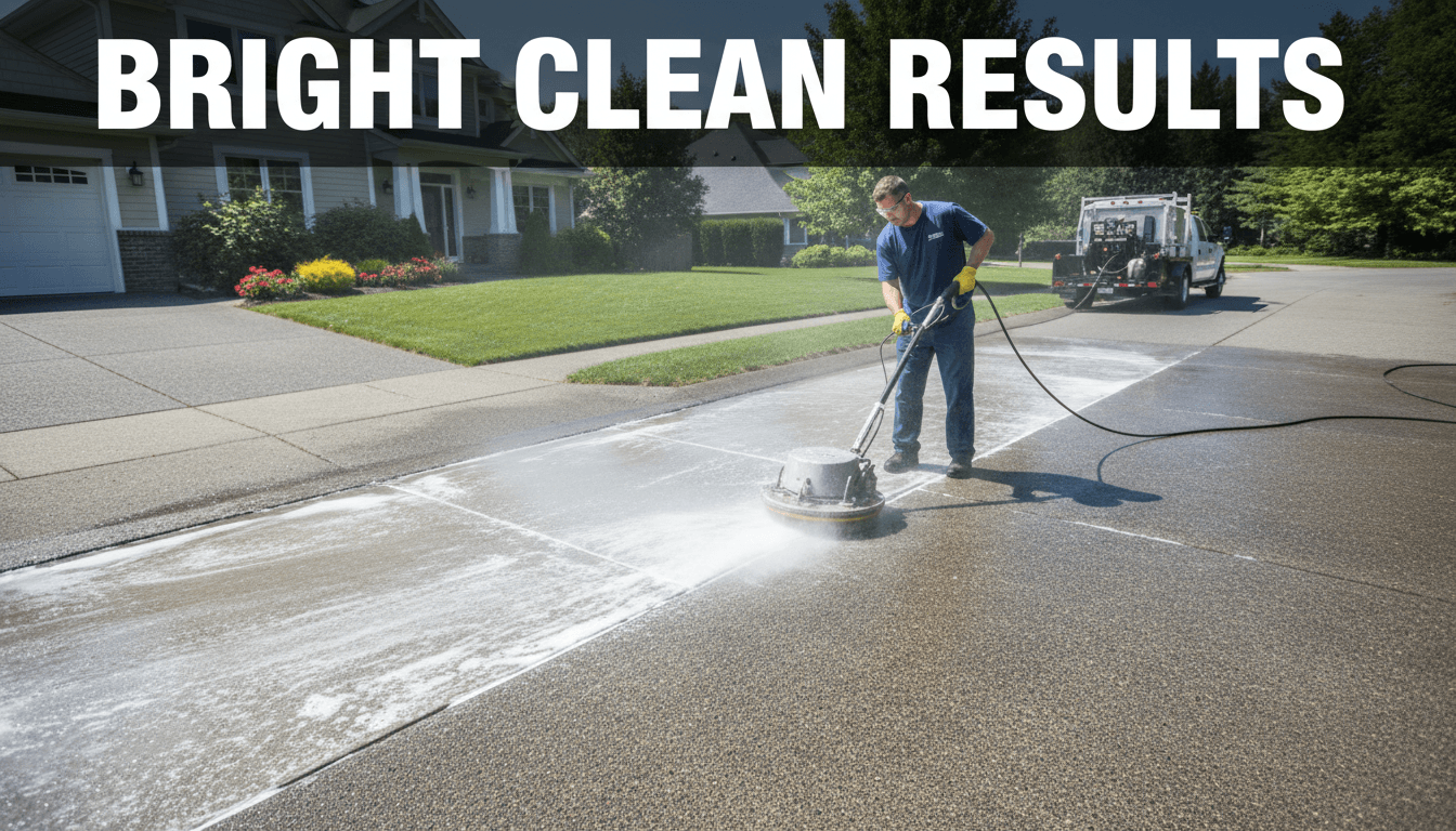 Clean driveway after professional pressure washing service by EZ Wash